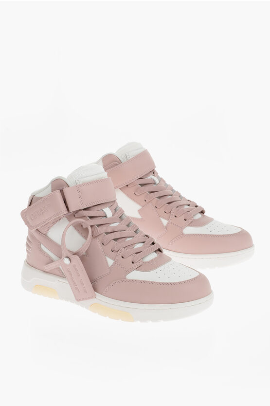 OFF-WHITE LEATHER OUT OF OFFICE MID-TOP SNEAKERS
