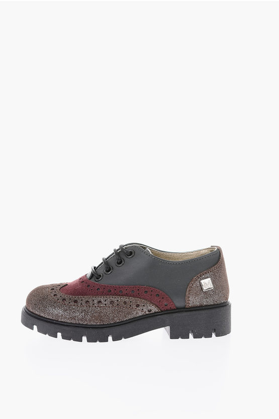 leather Oxford brogue with glitter details