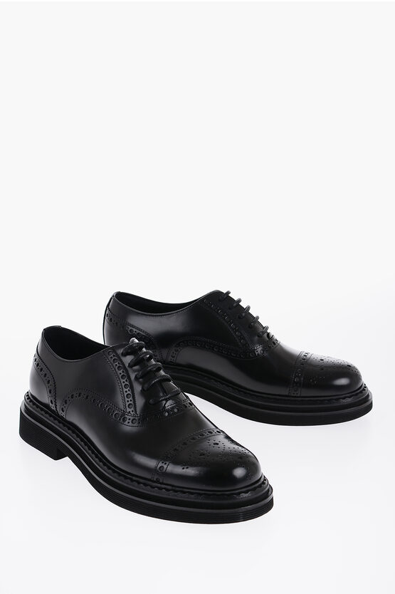 Shop Dolce & Gabbana Leather Oxford Shoes With Brogues Details