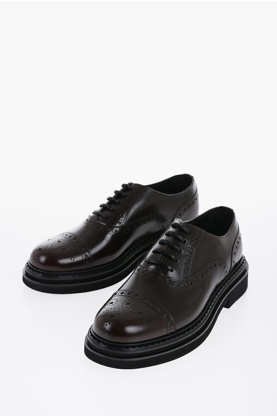 Shop Dolce & Gabbana Leather Oxford Shoes With Brogues Details