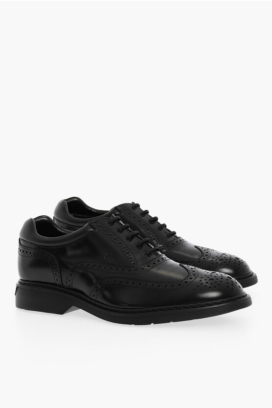 HOGAN LEATHER OXFORDS WITH BROGUES DETAILS 