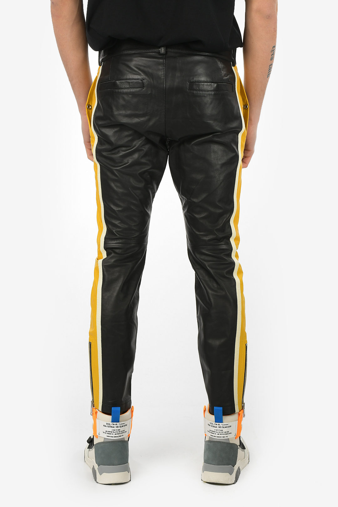 Diesel Leather P-MONTE-L Piping Pants men - Glamood Outlet