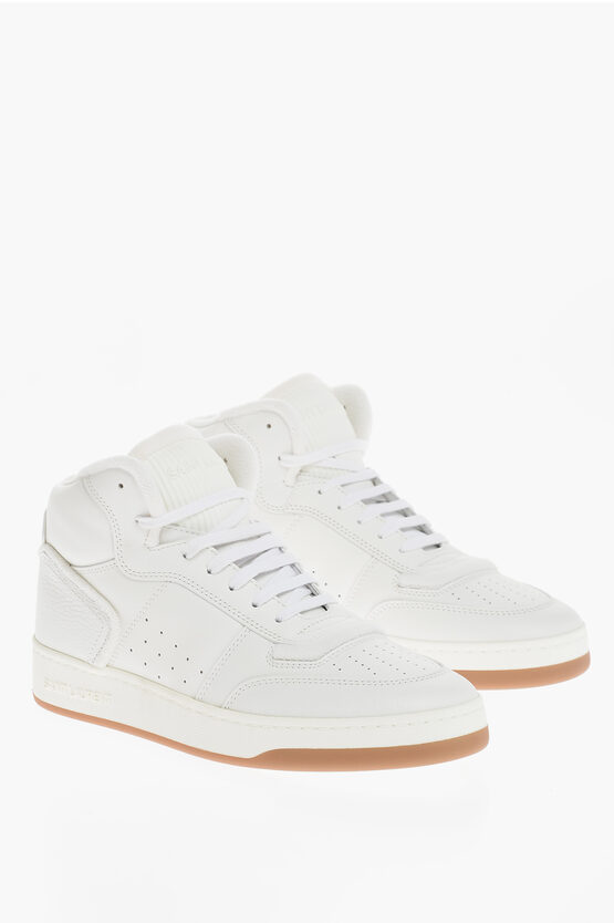 SAINT LAURENT LEATHER PADDED HIGH-TOP SNEAKERS