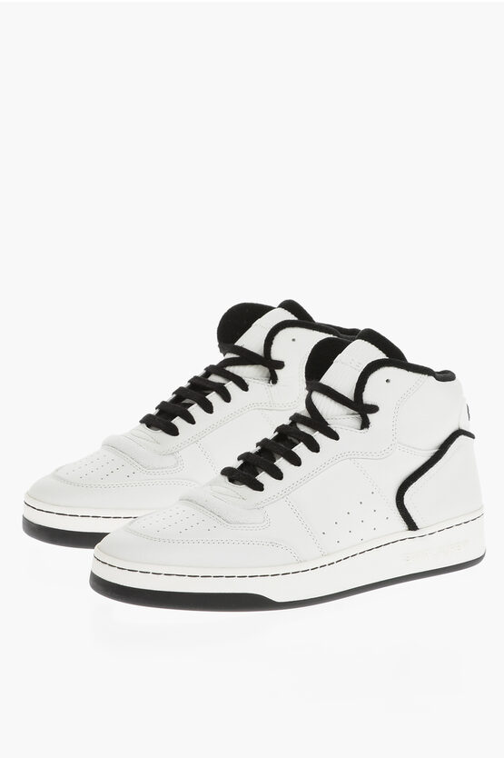 Shop Saint Laurent Leather Padded High-top Sneakers