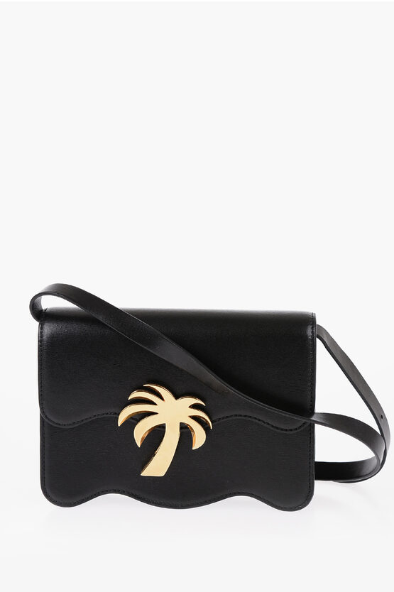 Shop Palm Angels Leather Palm Mid Shoulder Bag With Adjustable Shoulder Strap