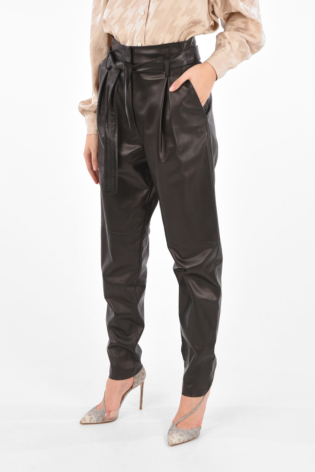 DROMe Leather Paper Bag Pants women - Glamood Outlet