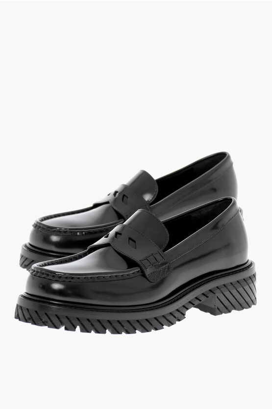 Shop Off-white Leather Penny Loafers