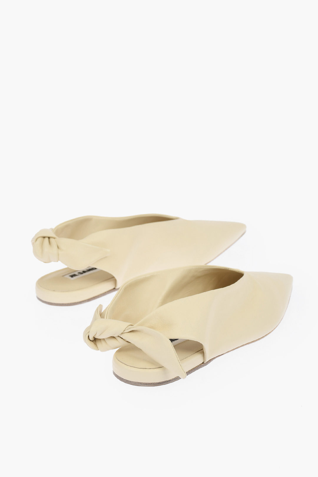 Jil Sander Leather Pointed Ballet Flats with Bow on the Back damen