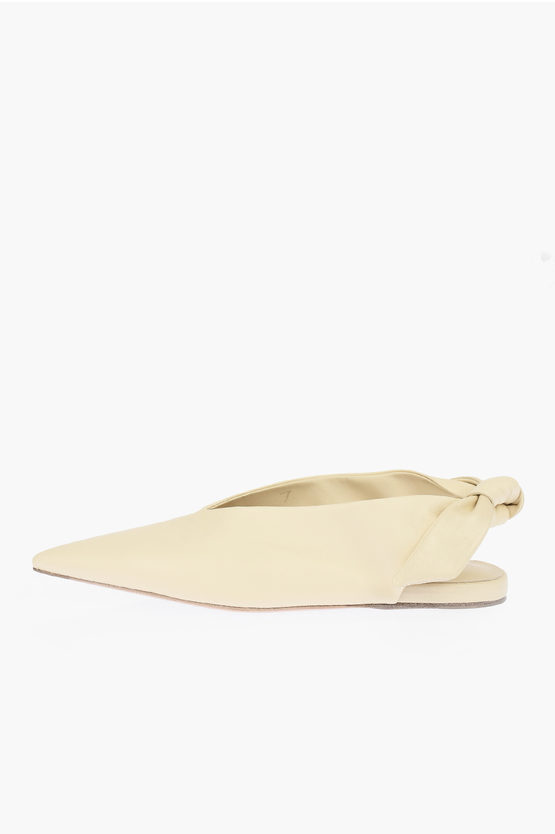 Jil Sander Leather Pointed Ballet Flats with Bow on the Back damen