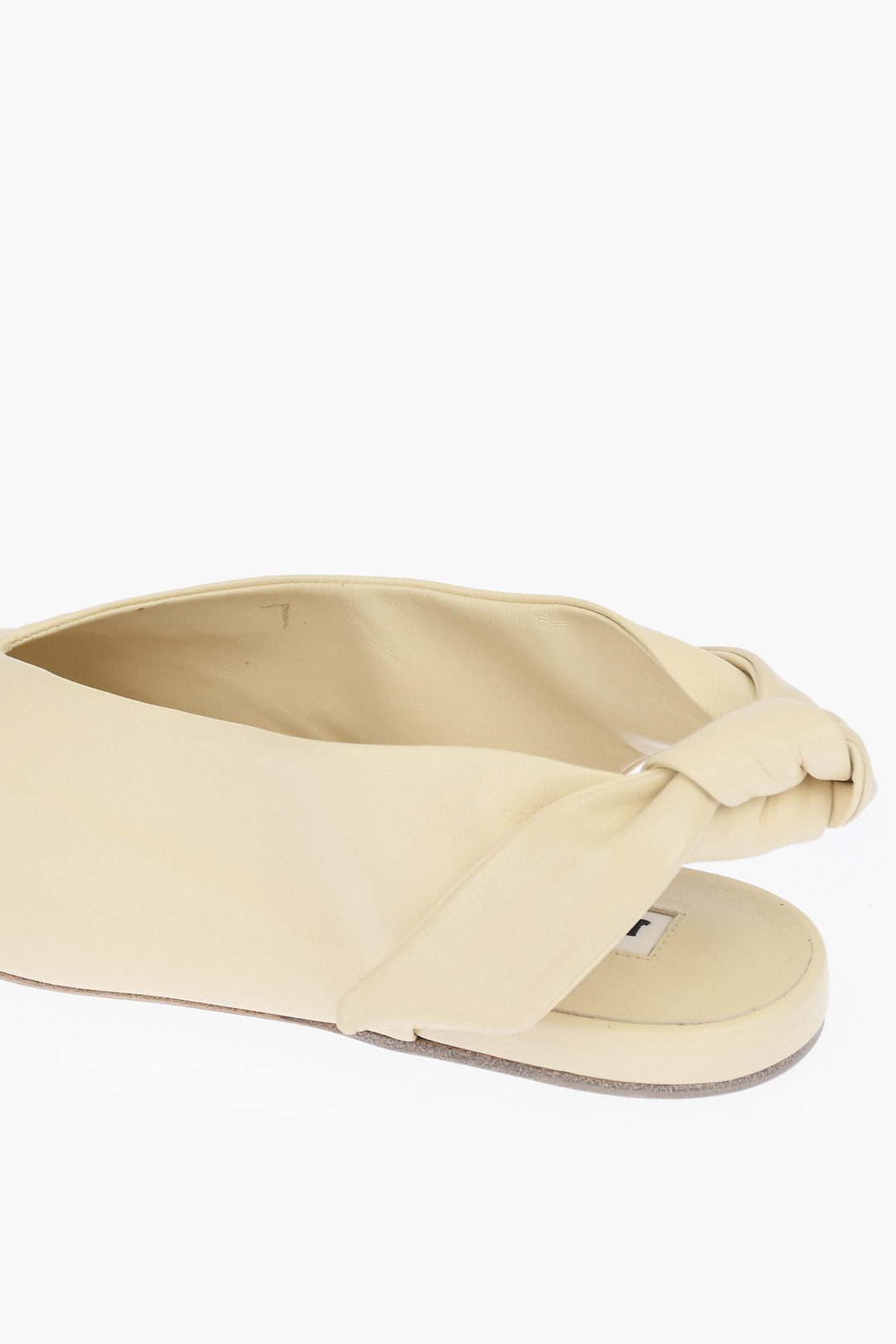 Jil Sander Leather Pointed Ballet Flats with Bow on the Back damen