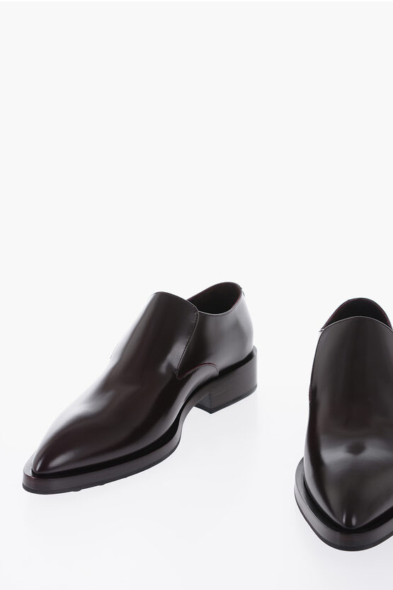 Jil Sander Leather Pointed Loafers With Rubber Sole In Black