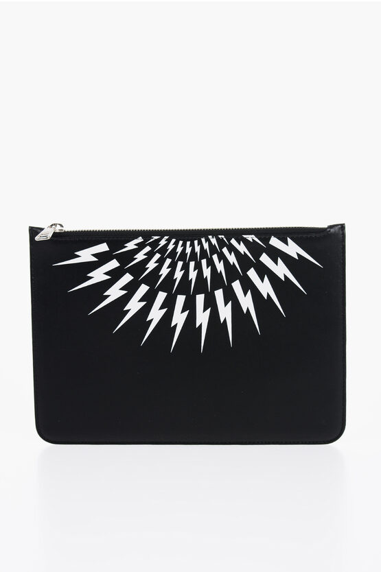Neil Barrett Leather Pouch With Contrast Print
