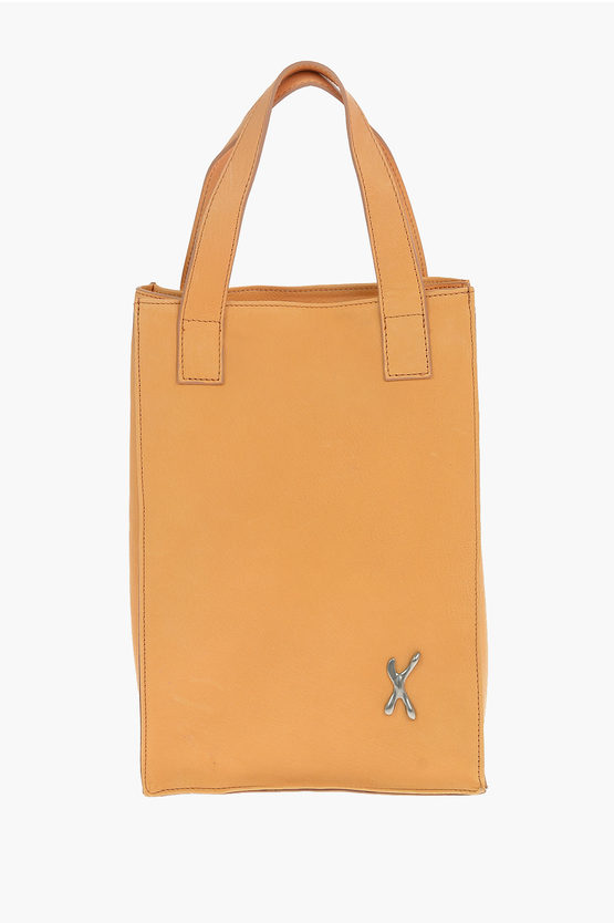 Ixos Leather Pterodattilo Handbag With Removable Shoulder Strap In Brown