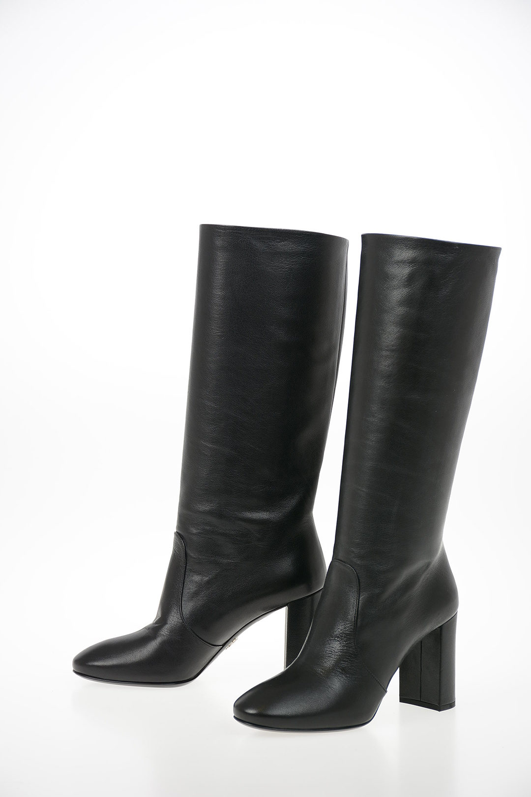 Prada Leather Pull On Boots with Squared Heel 8 cm women - Glamood Outlet