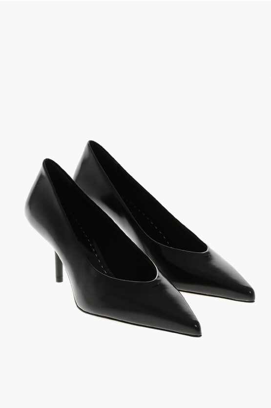 Max Mara Leather Pumps With Point Toe And Heel 7,5cm In Black