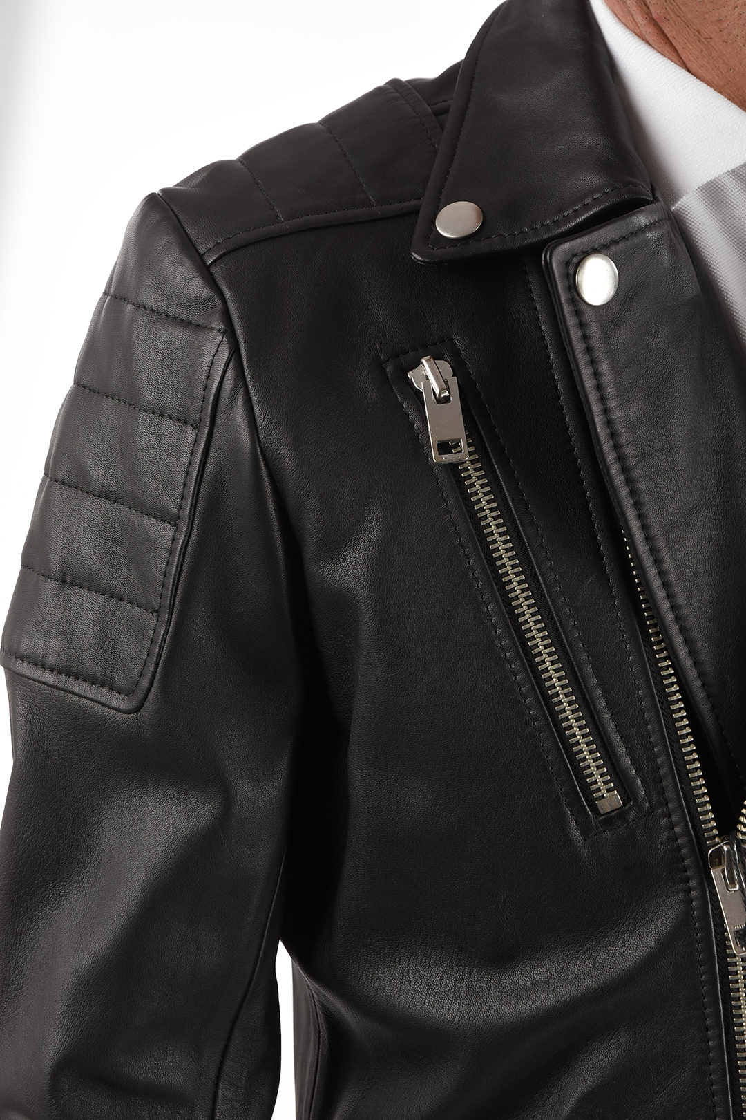 haak einde meerderheid Diesel Leather R-PUSMIR Biker Jacket men - Glamood Outlet