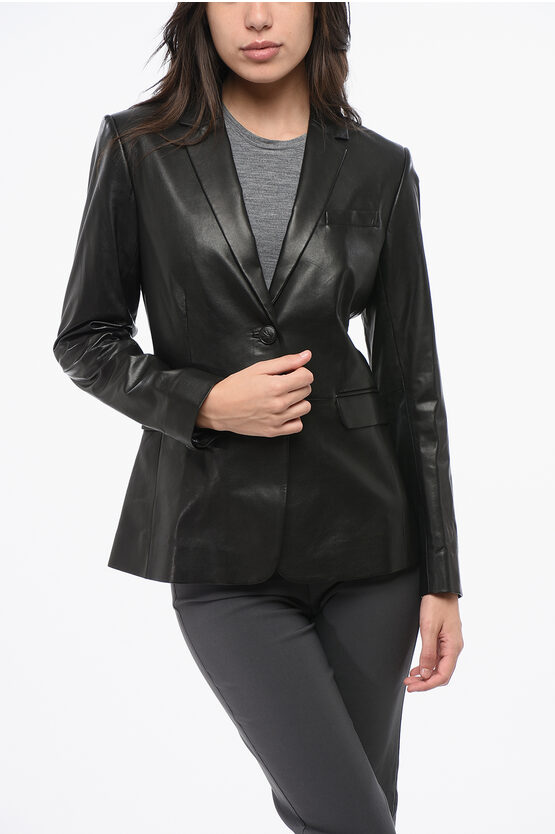 Rag & Bone Leather Razor Blazer With 2 Buttons In Black