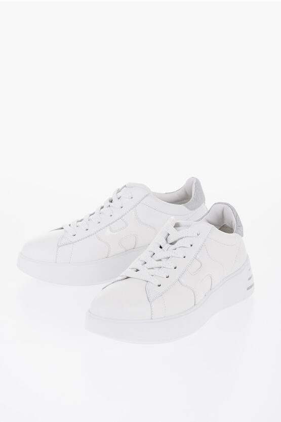 Hogan Leather Rebel Low-top Sneakers With Glittery Details In White