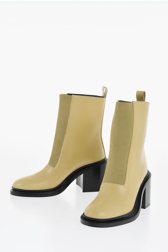 Jil Sander Leather Royal Booties With Elastic Insert 7cm