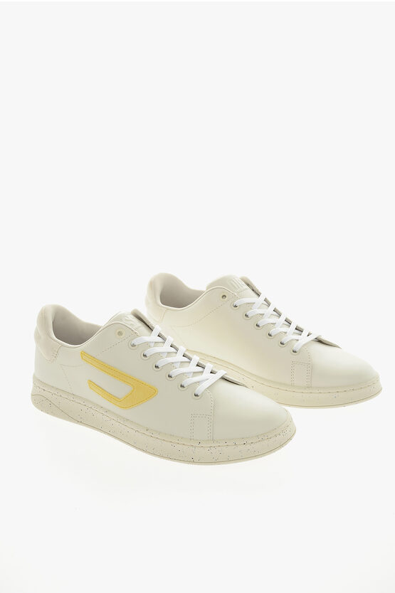 Diesel Leather S-athene Low-top Trainers With Paint Sole In White