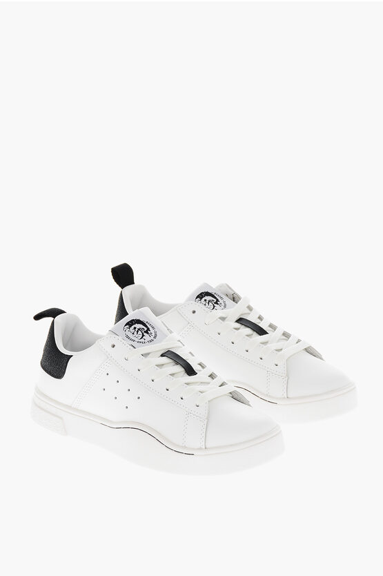 Diesel Leather S-clever Low-top Sneakers With Contrasting Details In White