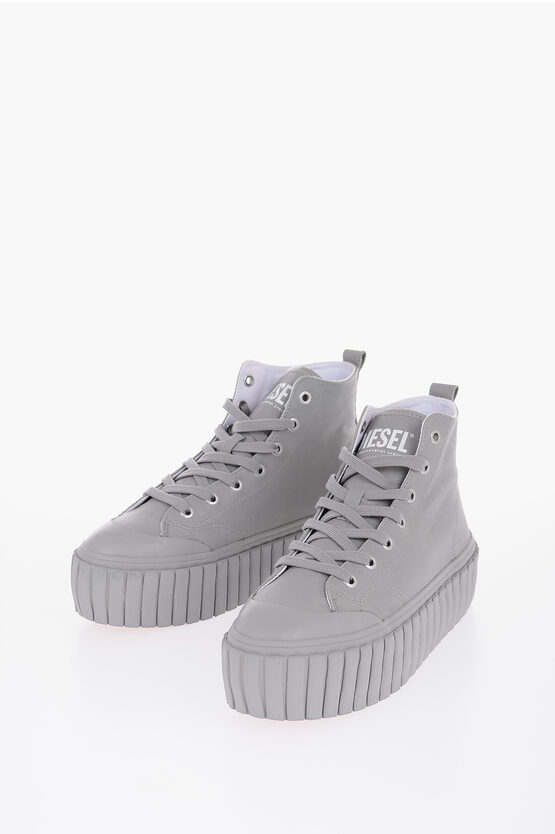 Shop Diesel Leather S-hanami High Sneakers With Platform