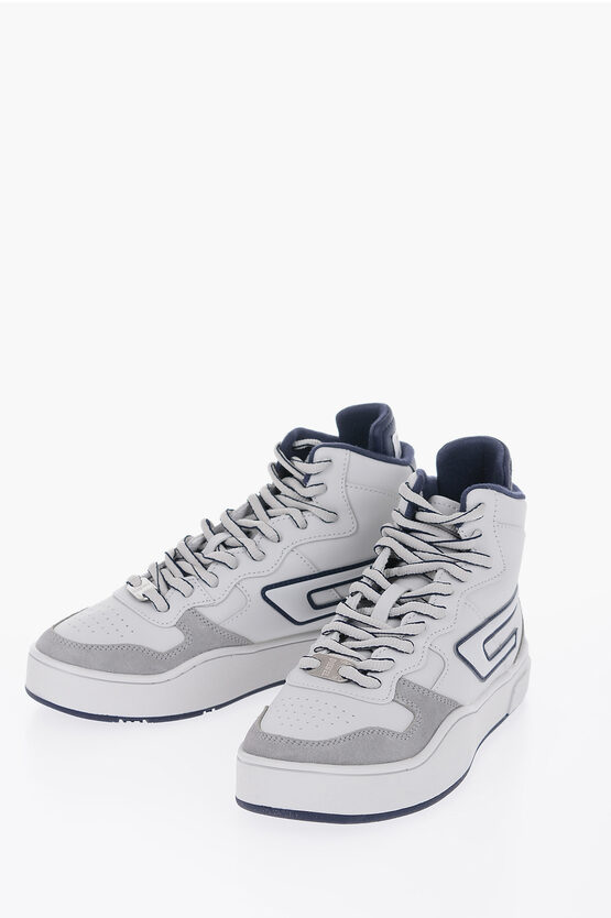 Diesel Leather S-ukiyo High-top Trainers With Contrast Details In White