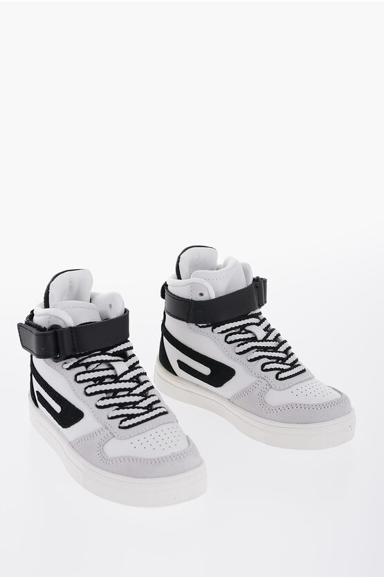 DIESEL LEATHER S-UKIYO HIGH TOP SNEAKERS WITH SUEDE DETAILS 