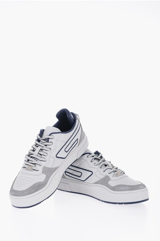 Diesel Leather S-ukiyo Low Top Sneakers With Suede Details In White