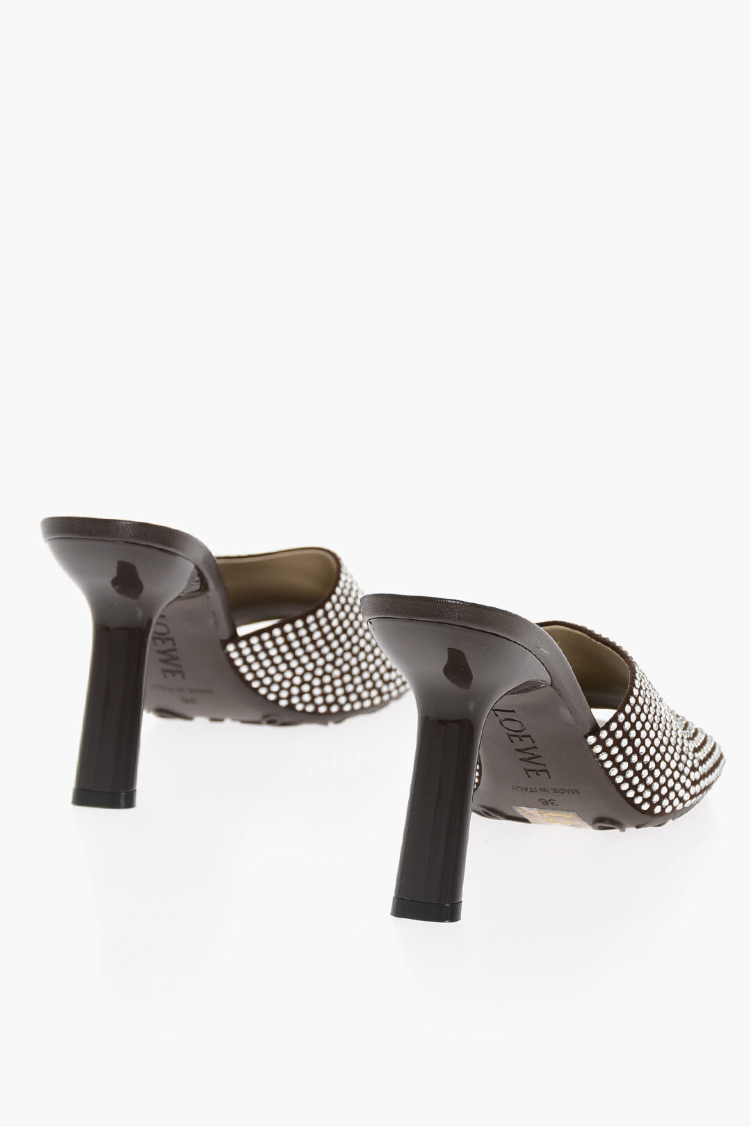 Loewe Leather Sandals With Allover Rhinestones Heel 9 cm