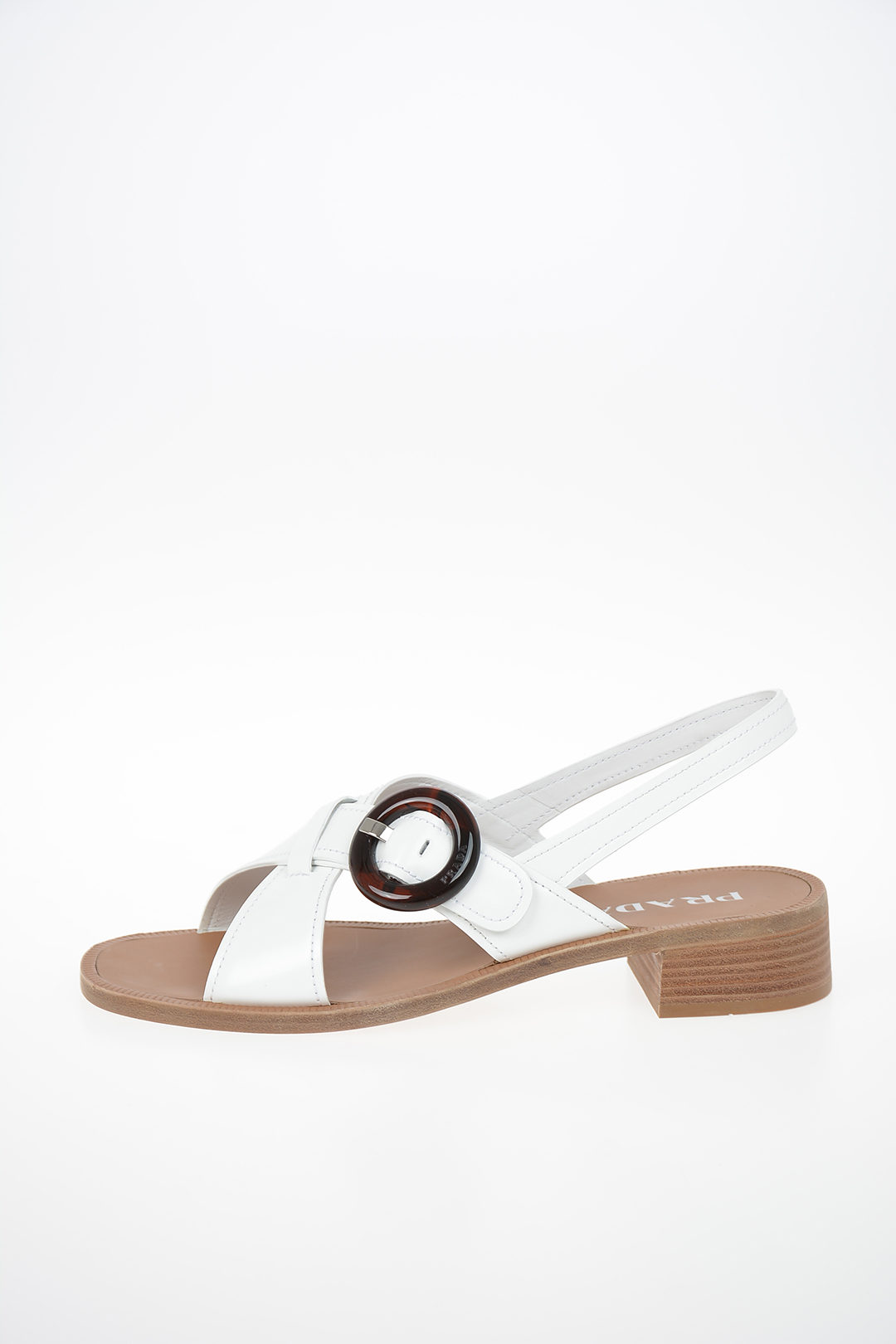 Prada Leather Sandals with Buckle women - Glamood Outlet
