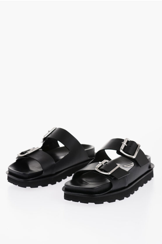 【500円引きクーポン】 Jil Black In Buckle Double With Sandals Leather Sander 靴