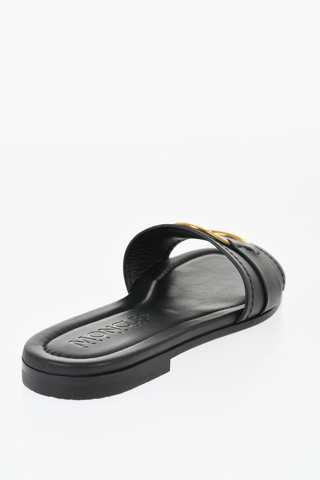 Moncler Leather Sandals with Golden Effect Detail women