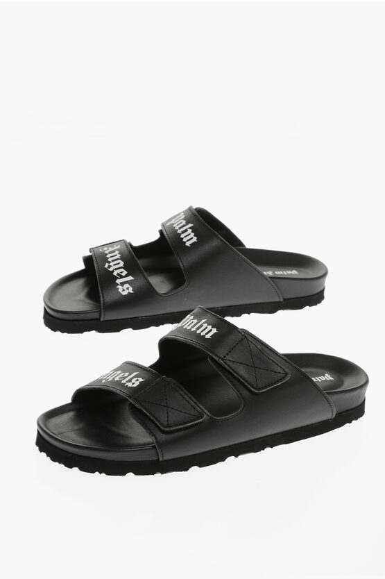Palm Angels Sandal With Logo In Black