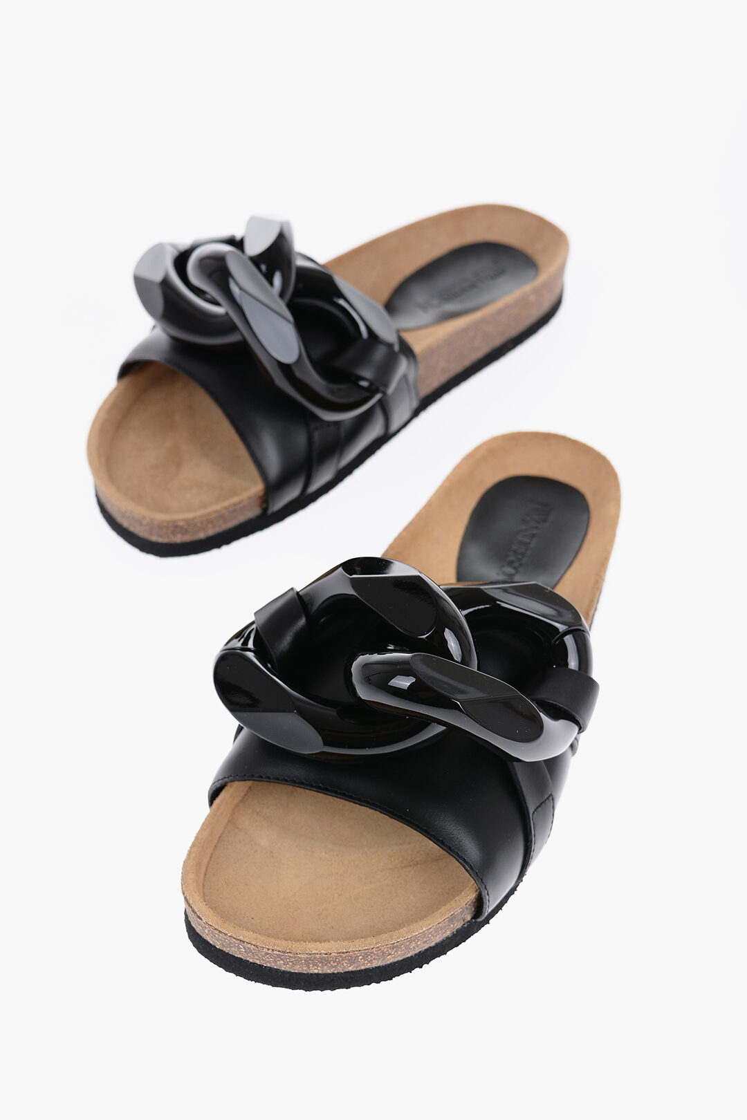 Leather Sandals with Maxi Chain women Glamood Outlet