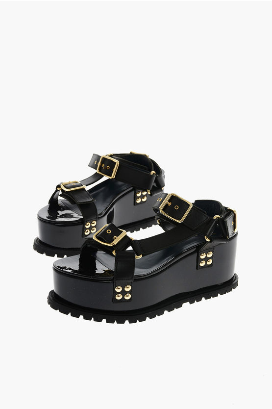 Sacai leather sandals with platform 8cm women - Glamood Outlet