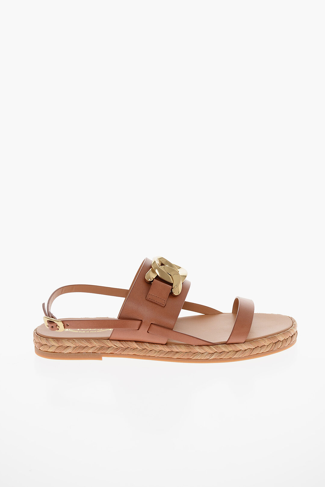 限定入荷セール【TODS LEATHER+RAFIA FLAT SANDAL】 Tod's Calfskin Raffia Woven Platform Sandals (Flat Shoes
