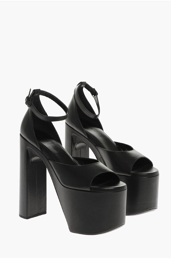 Shop Balenciaga Leather Sandals With Strap And Platform Heel 17 Cm