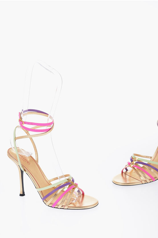 Shop Valentino Leather Sandals With Strap Heel 11 Cm