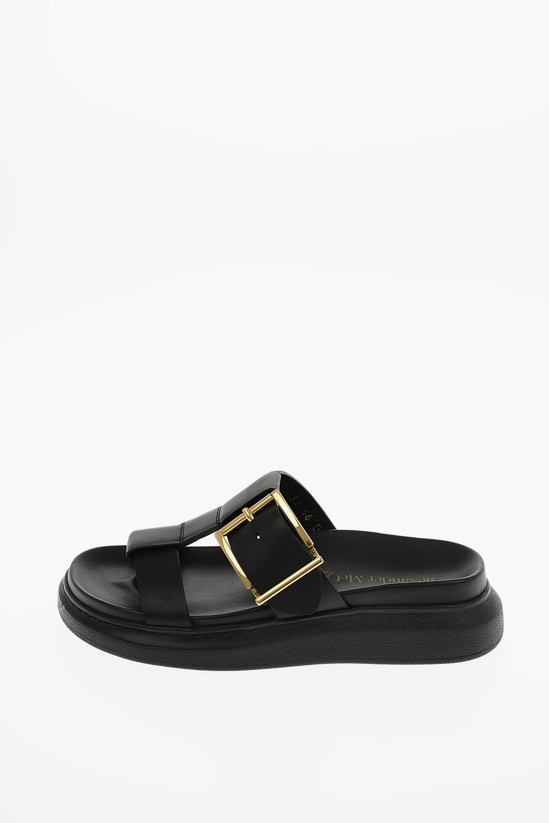 Alexander Mcqueen FLAT LEATHER SLIDE SANDAL【関税送料込】 Alexander Mcqueen Flat Leather Slide Sandal Silver (Women's