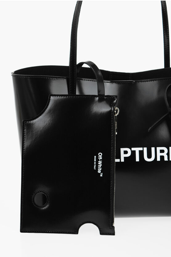 Off-White Leather SCULPTURE Tote Bag with Inner Clutch women