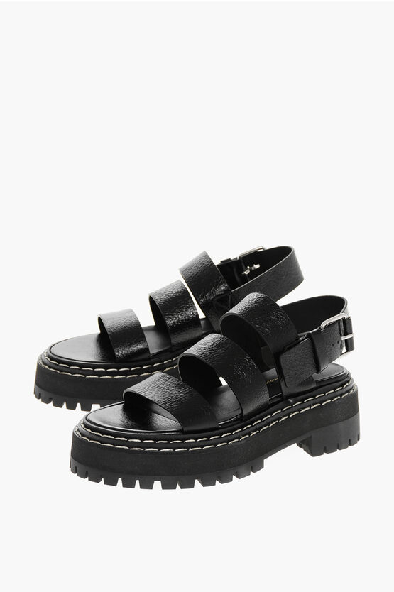 Proenza Schouler Leather Shiny Sandals With Carrion Sole In Black