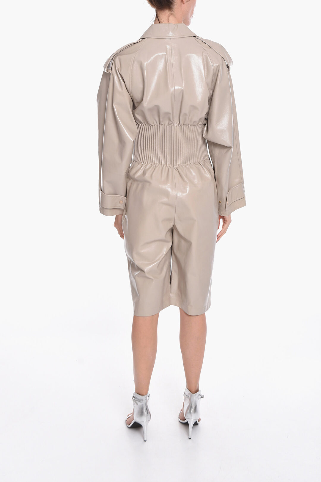 【関税&送料込み】Bottega Veneta Leather Jumpsuit Bottega Veneta Leather SHINY Slim Fit Jumpsuit women