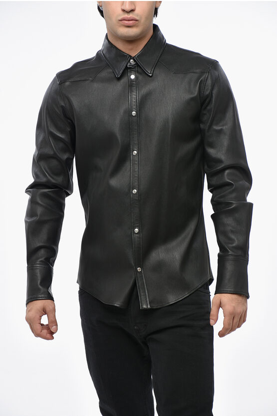 Dsquared2 Leather Shirt In Black