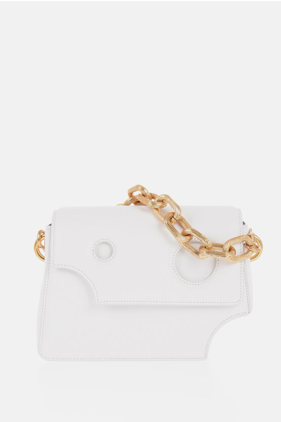 Shop Off-white Leather Shoulder Bag Wit Cut-out Details