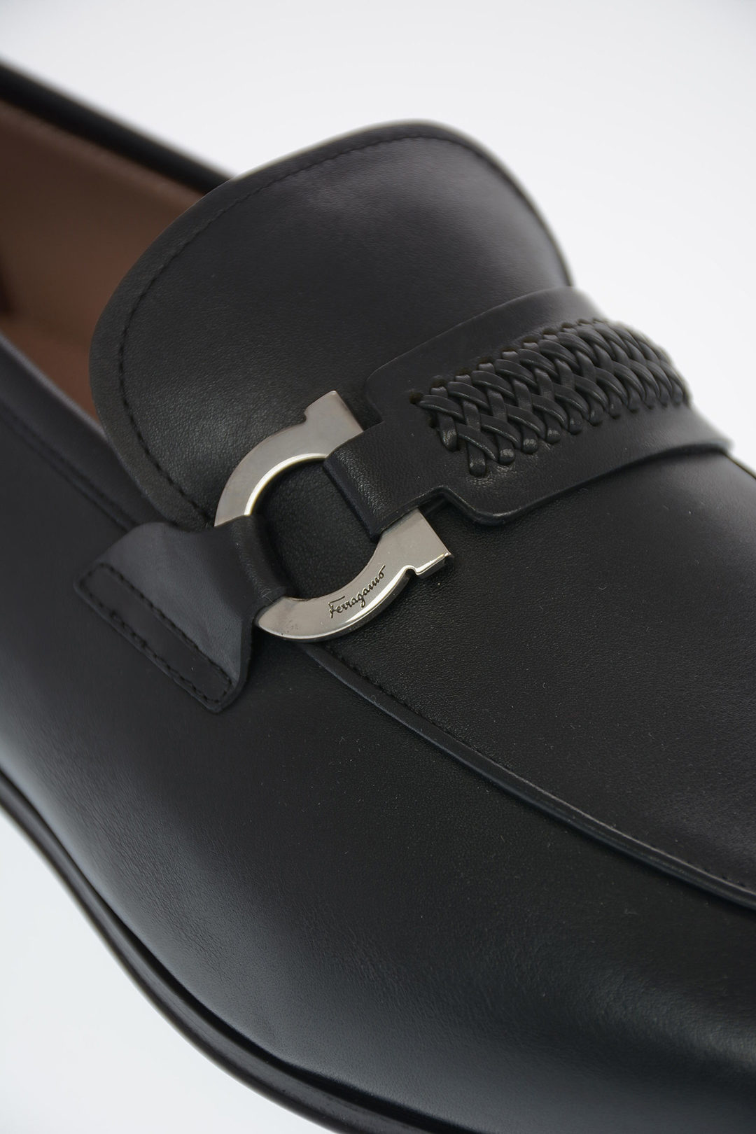 Salvatore Ferragamo Leather SIDNEY Bit Loafer with Braided Strap Detail ...