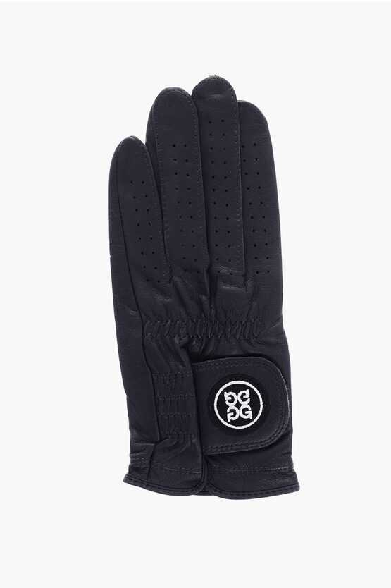 G/fore Leather Signature Golf Glove With Touch Strap Closure In Black