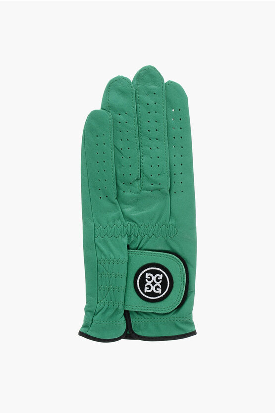 G/fore Leather Signature Golf Glove With Touch Strap Closure In Green