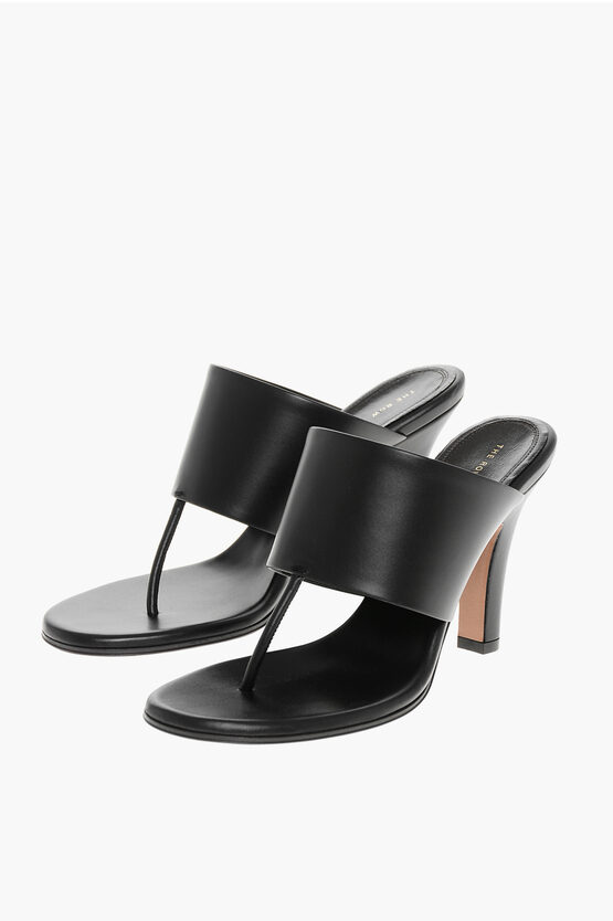 The Row Leather Signum Thong Sandals 10cm In Black