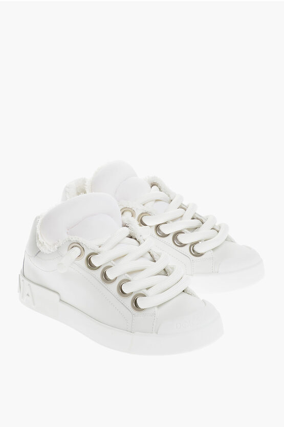 Dolce & Gabbana Leather Skater Trainers With Logoed Sole